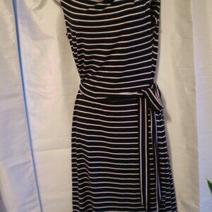 CALVIN KLEIN SLEEVELESS STRIPED DRESS SZ 8 WITH SASH